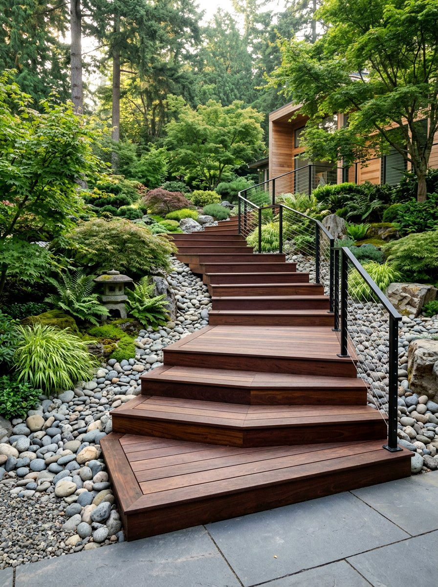 Wide Tread Deck Stairs - 30 deck stair ideas