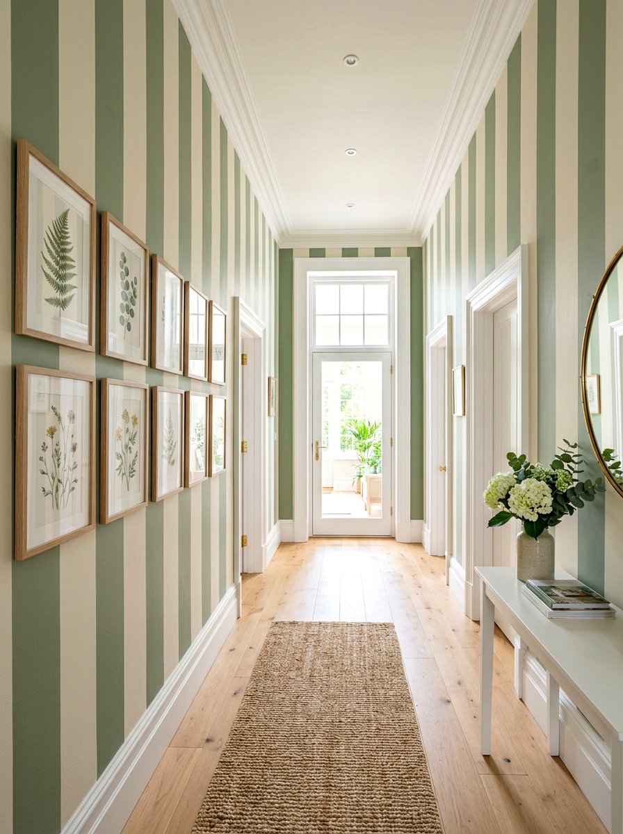 Wide Vertical Stripe Hallway - 30 striped hallway ideas