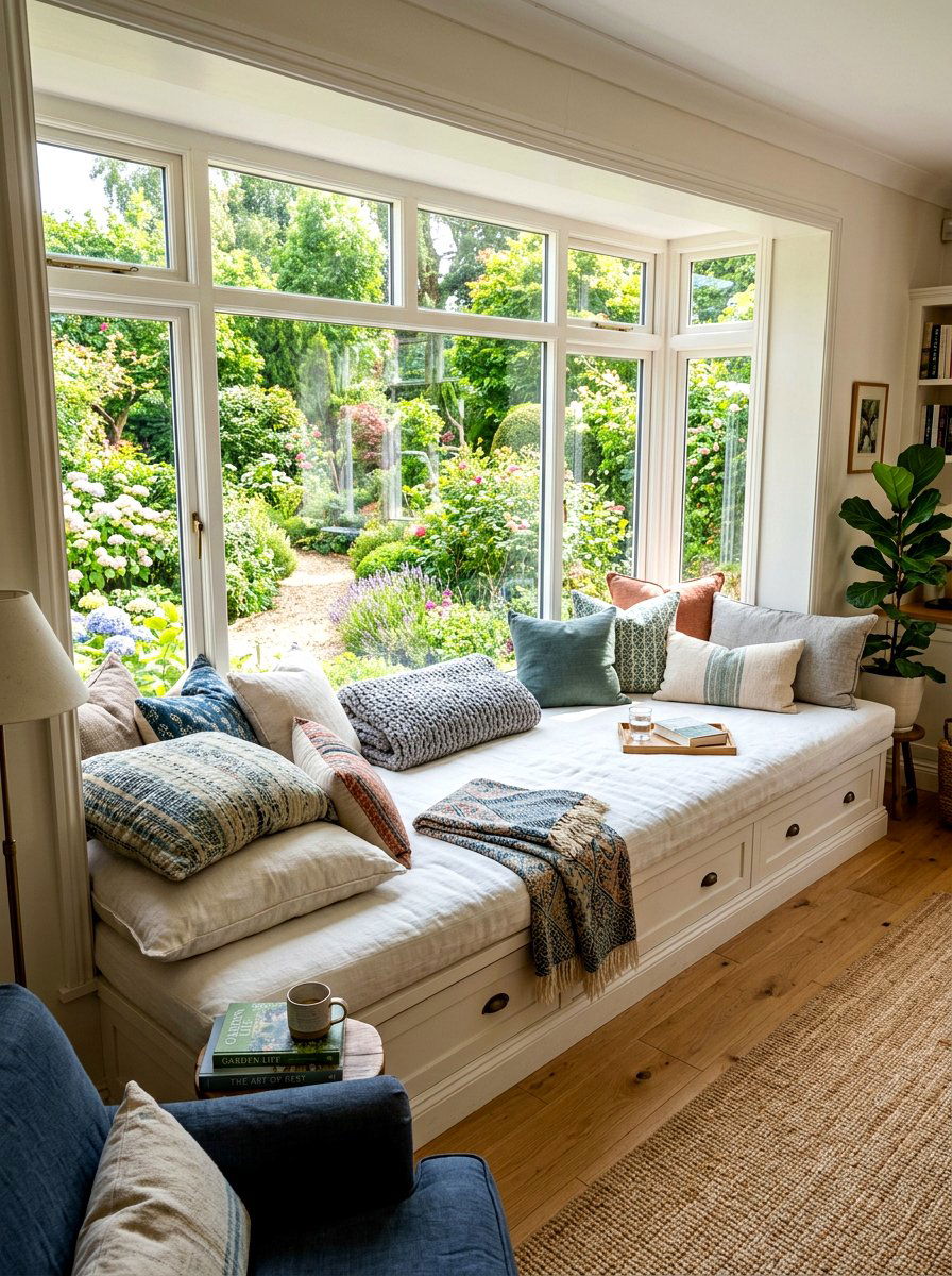 Wide Window Seat - 30 bay window seating ideas