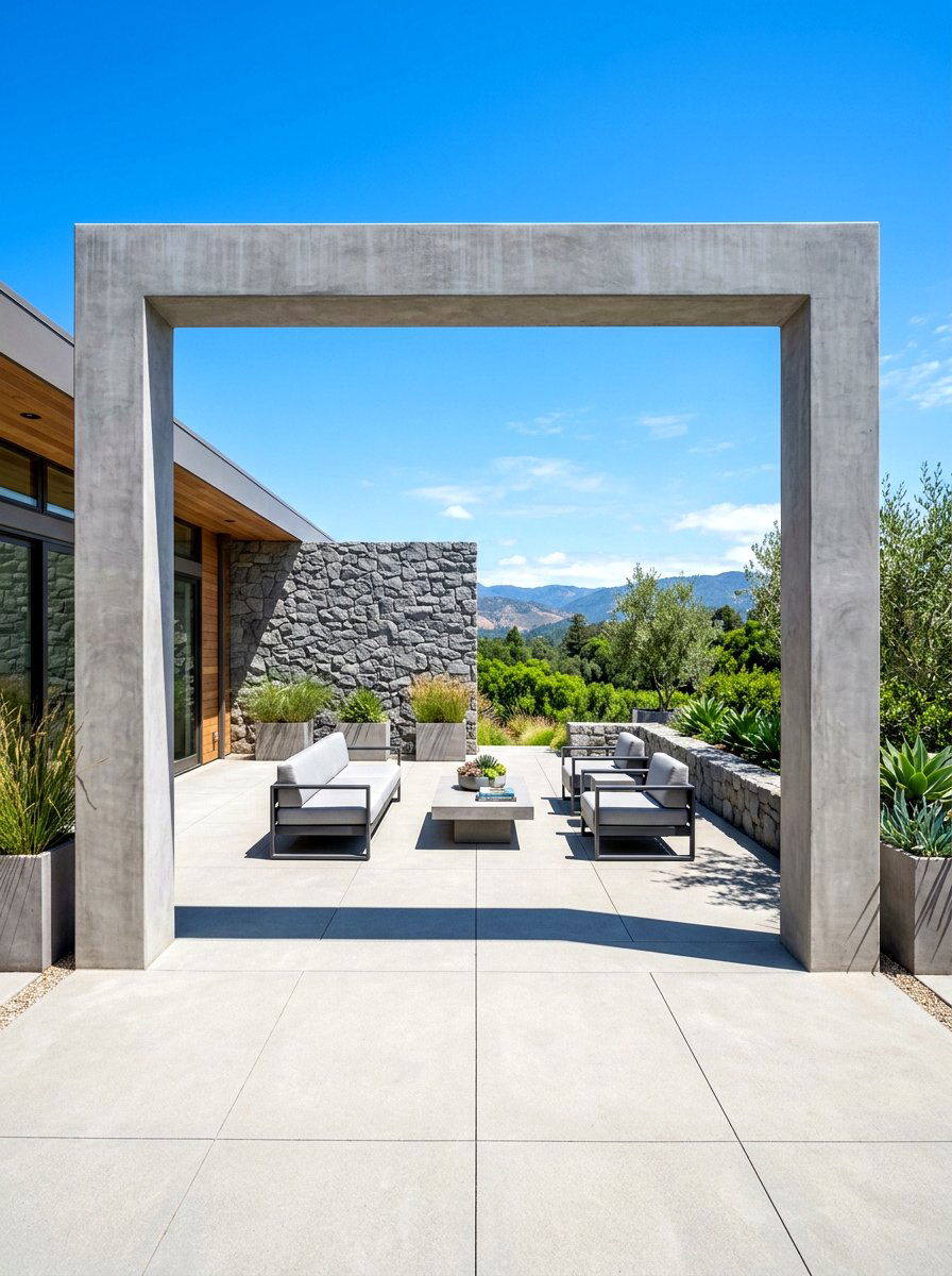 Wide concrete slab frame - 30 patio paver border ideas
