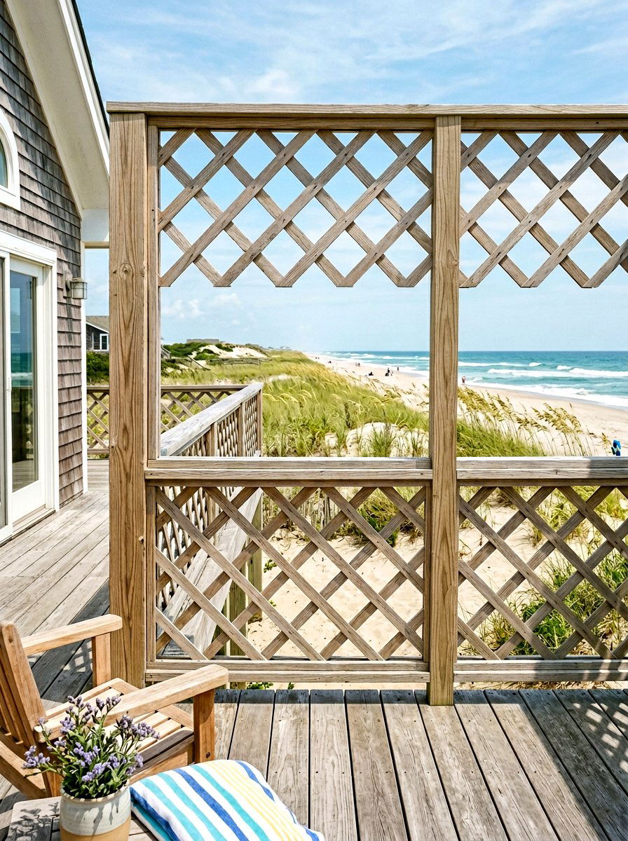 Wide gap wood lattice - 30 deck skirting lattice ideas