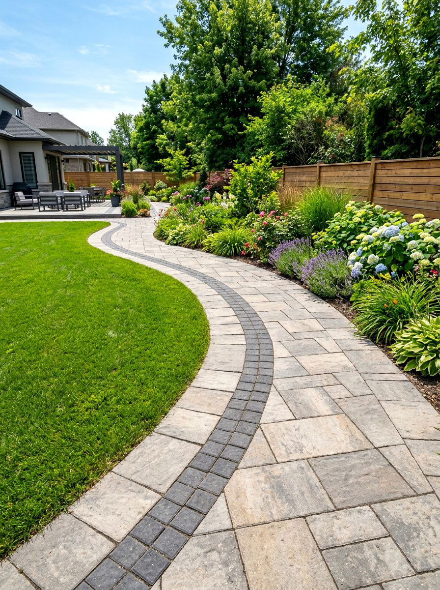 Wide paver garden border - 30 paver garden border ideas