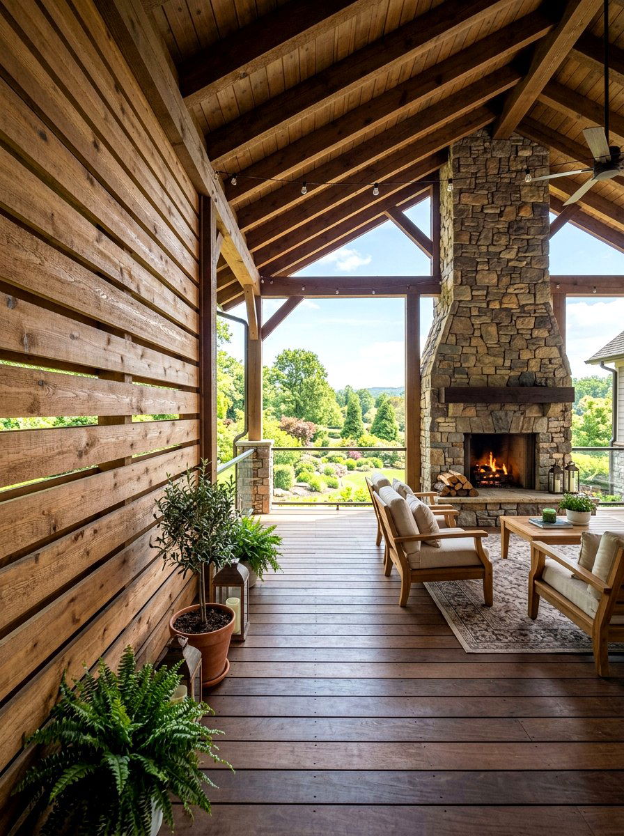 Wide plank slatted wall - 30 porch slat wall ideas