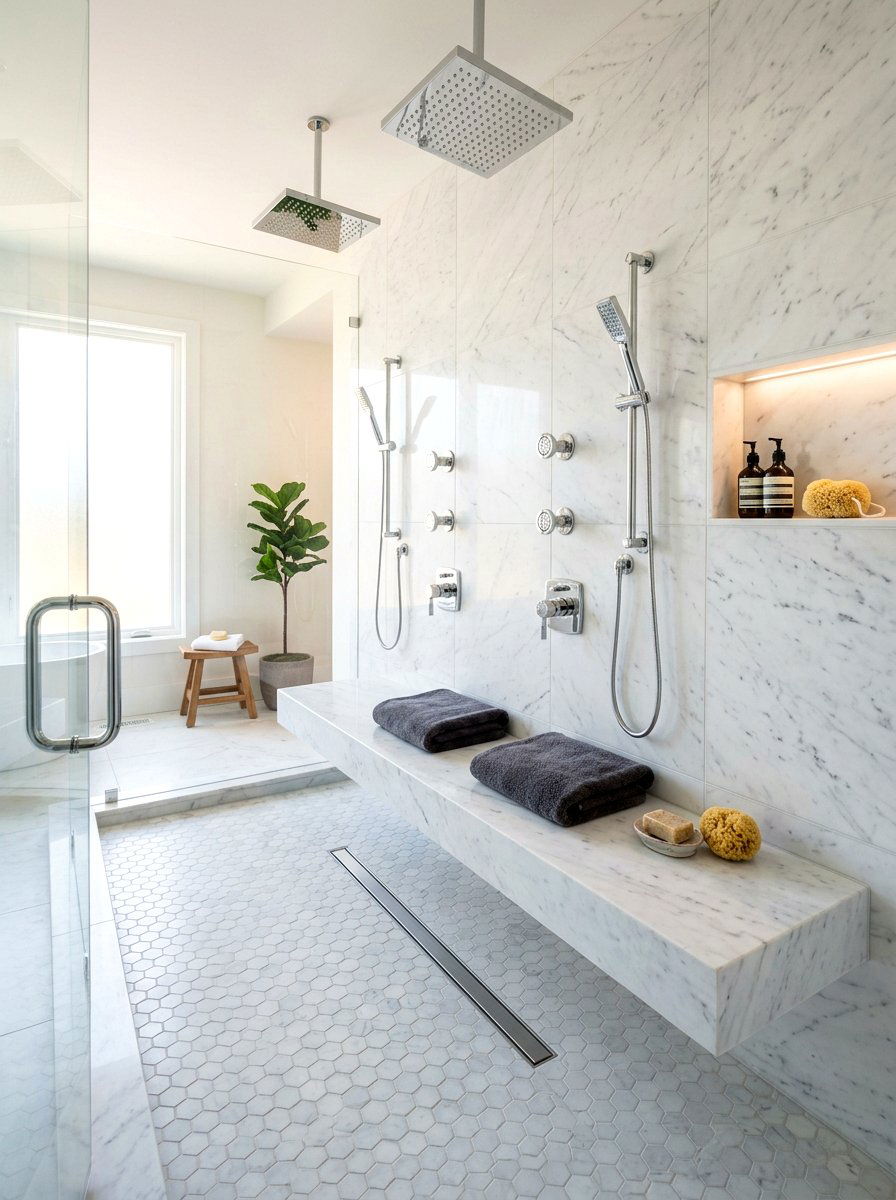 Wide walk in shower bench - 30 shower bench ideas