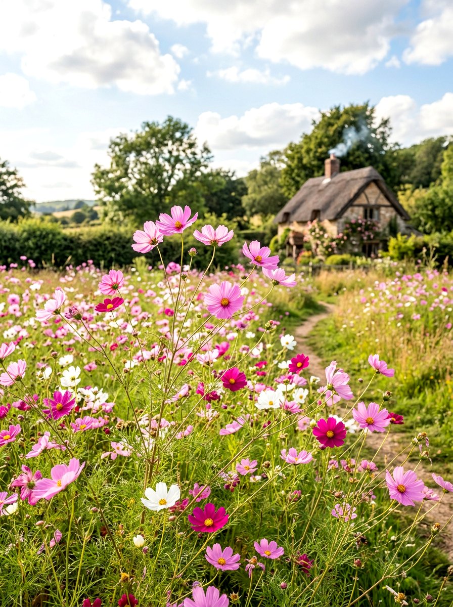 Wild cosmos flower garden - 30 summer bloom garden ideas