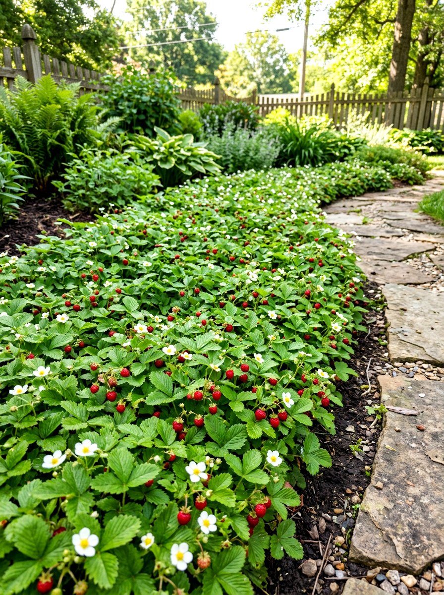 Wild strawberry ground cover - 30 cottagecore garden ideas