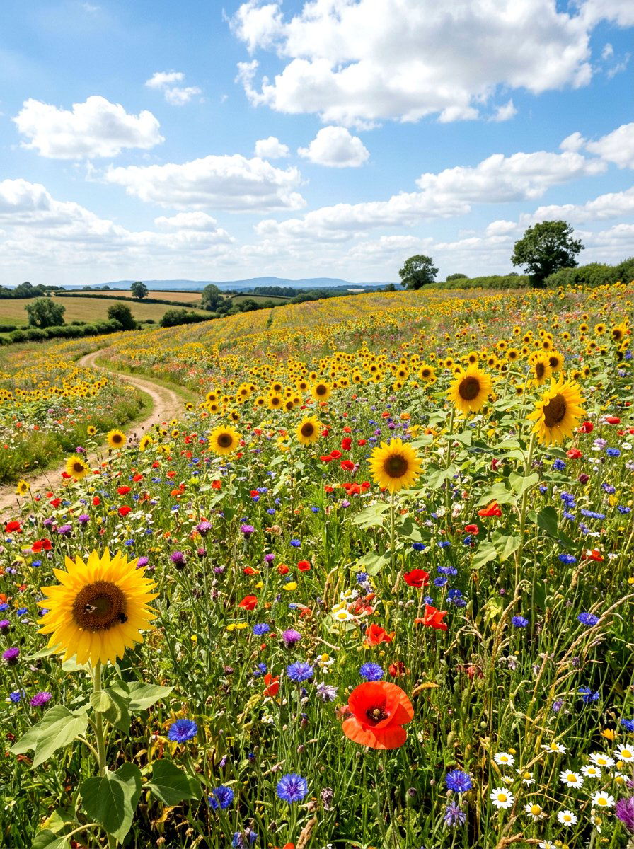 Wildflower And Sunflower Meadow - 30 sunflower garden ideas