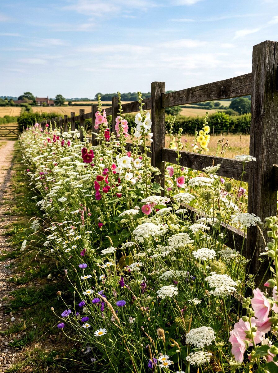 Wildflower Border Along Fence - 30 wildflower garden ideas