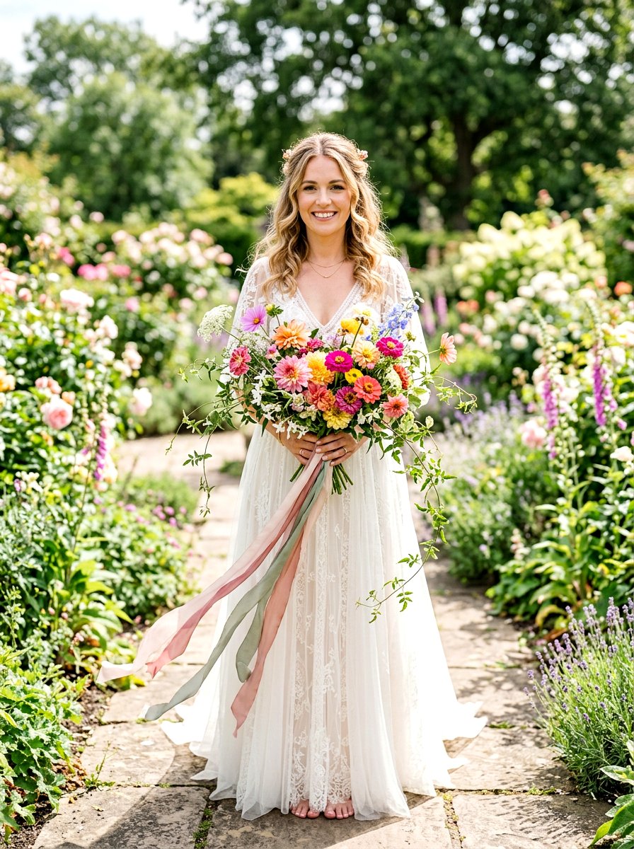 Wildflower Bridal Bouquet - 30 cottage garden wedding ideas