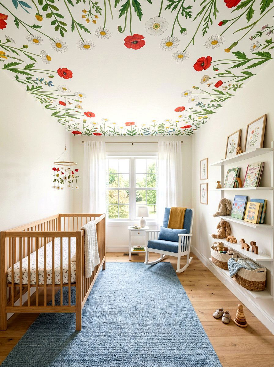 Wildflower Ceiling - 30 vintage floral ceiling ideas