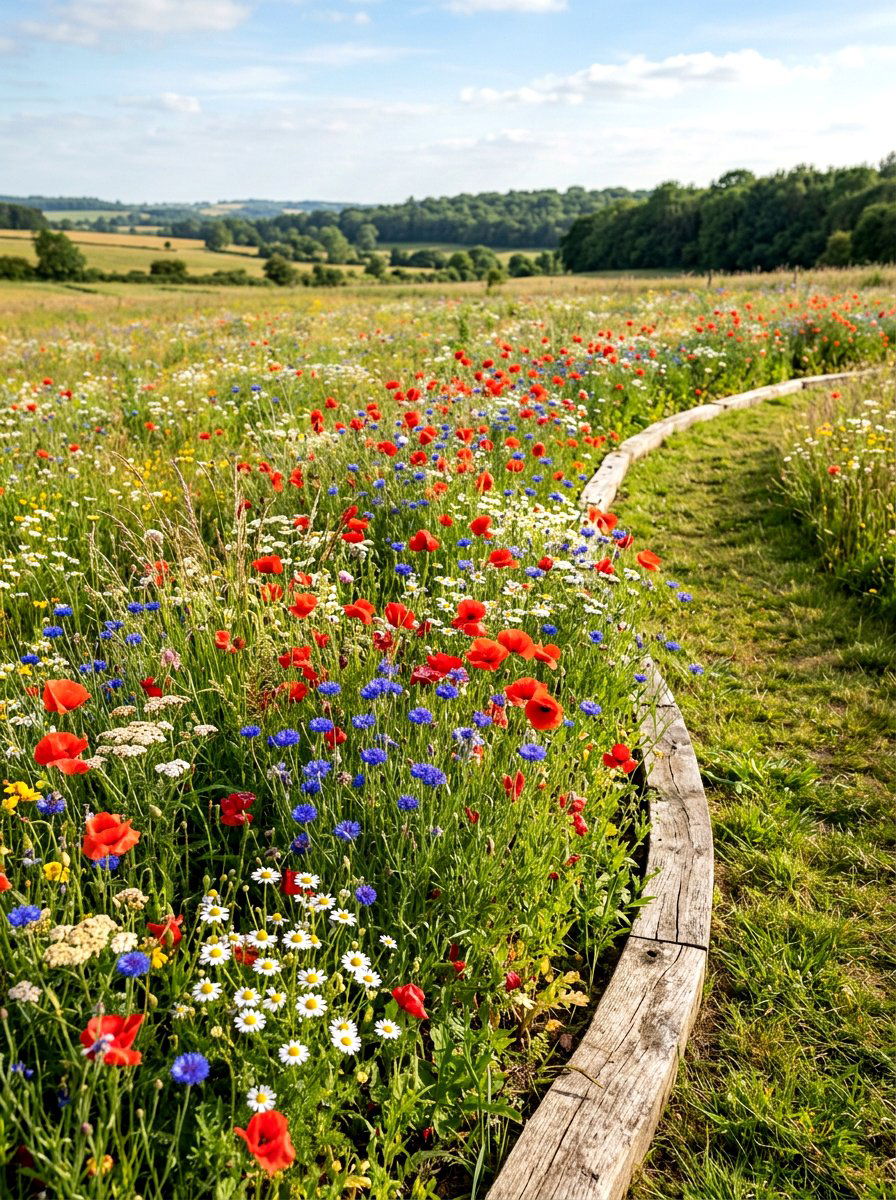 Wildflower Curved Border - 30 curved flower bed ideas