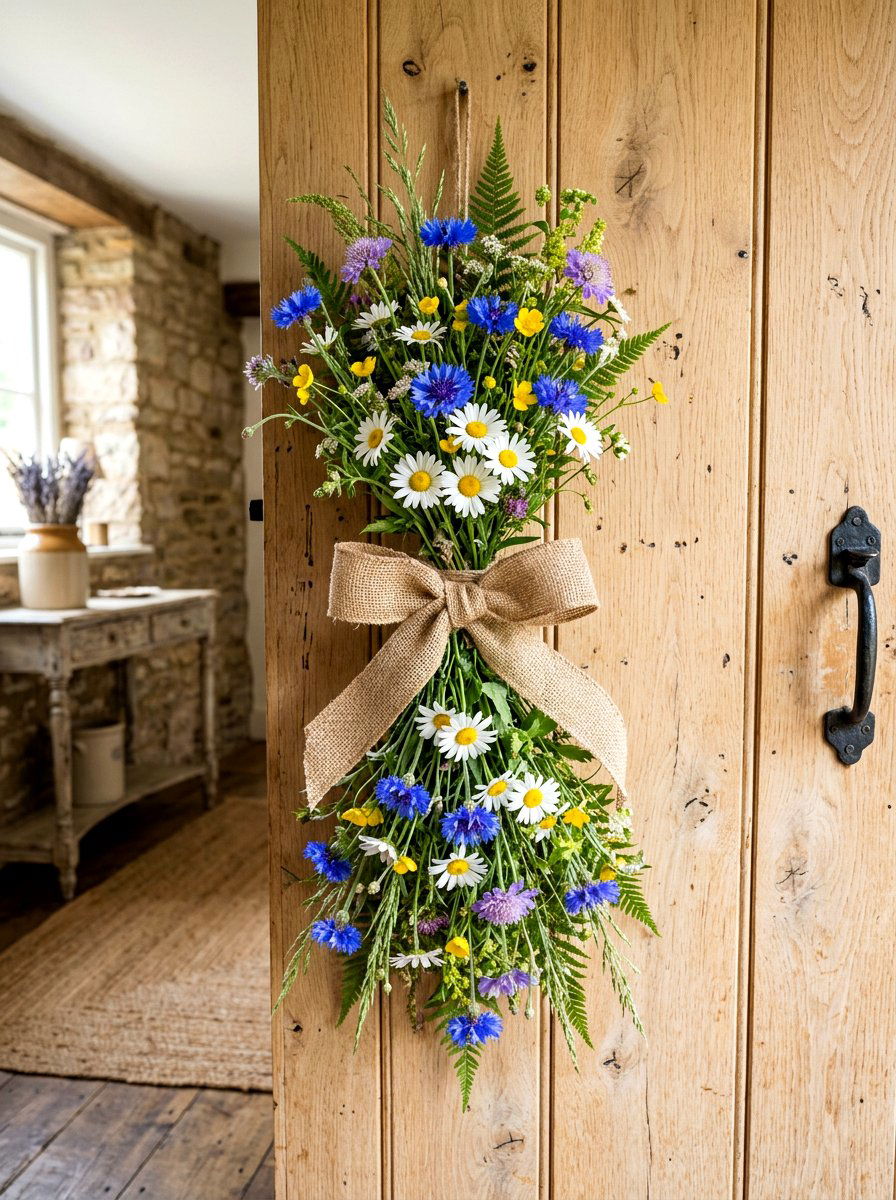 Wildflower Door Swag - 30 floral doorway ideas