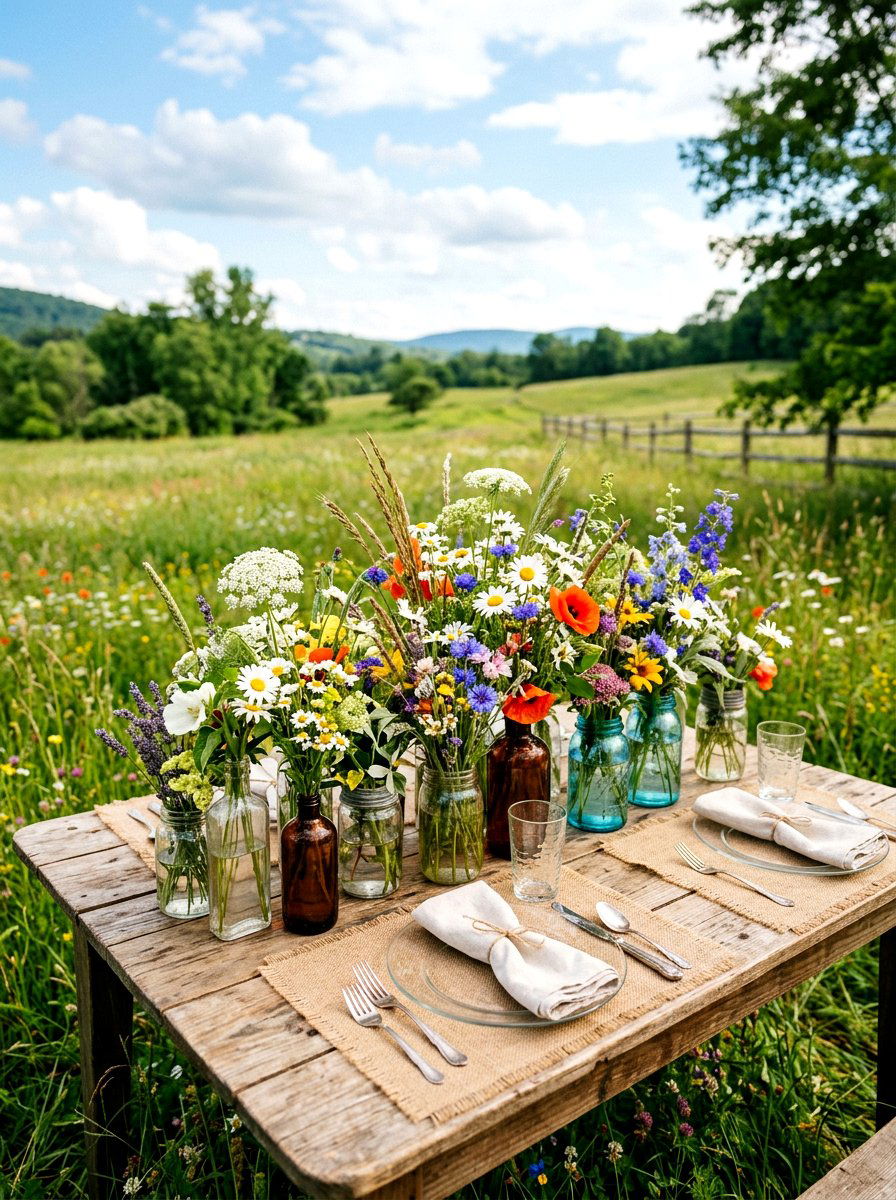 Wildflower Floral Arrangement - 30 summer table setting ideas