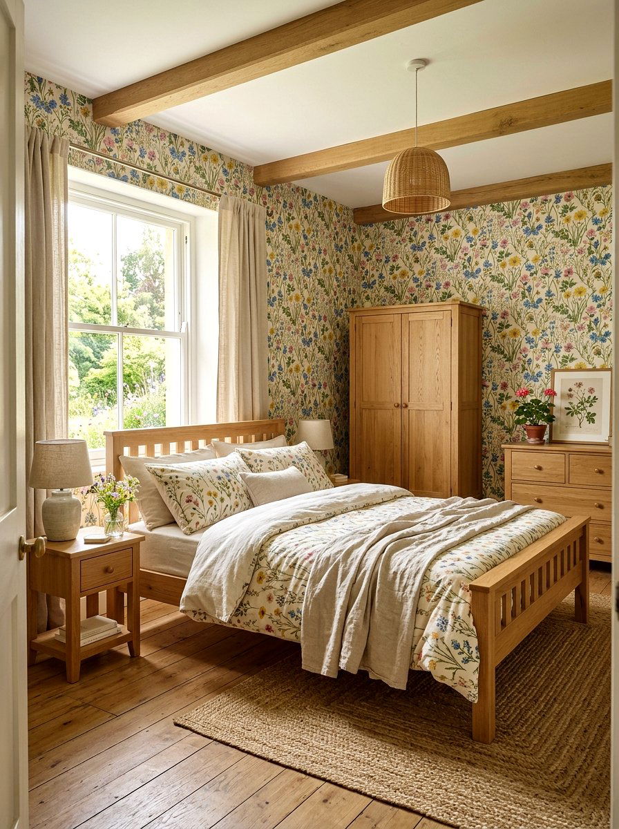 Wildflower Floral Wallpaper - 30 floral wallpaper bedroom ideas