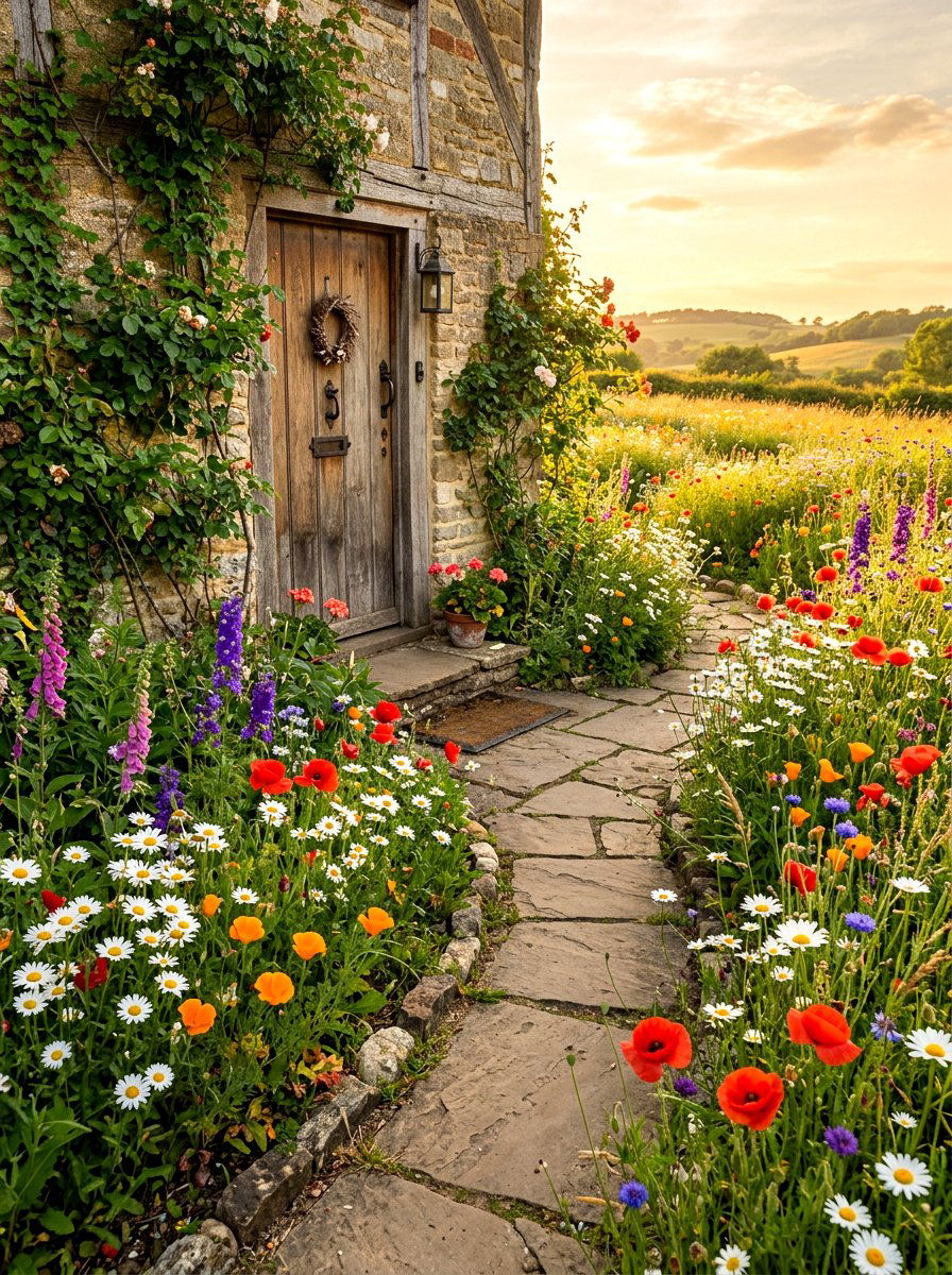 Wildflower Garden Border Entrance - 30 cottage stoop ideas