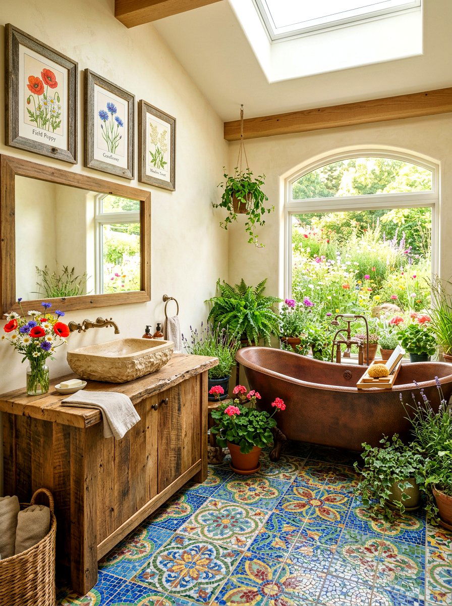 Wildflower Garden Oasis - 30 bloomcore bathroom ideas