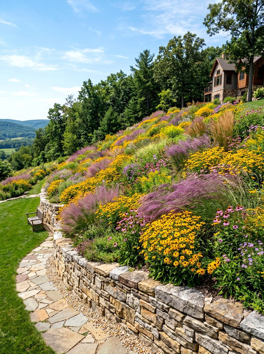 Wildflower Garden On A Slope - 30 wildflower garden ideas