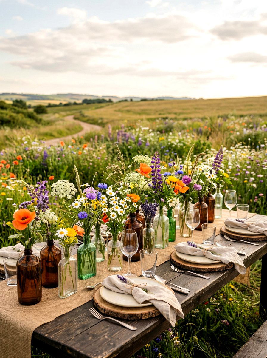 Wildflower Garden Table Setting - 30 garden party table ideas