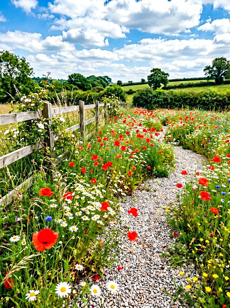 Wildflower Gravel Meadow - 30 gravel courtyard ideas