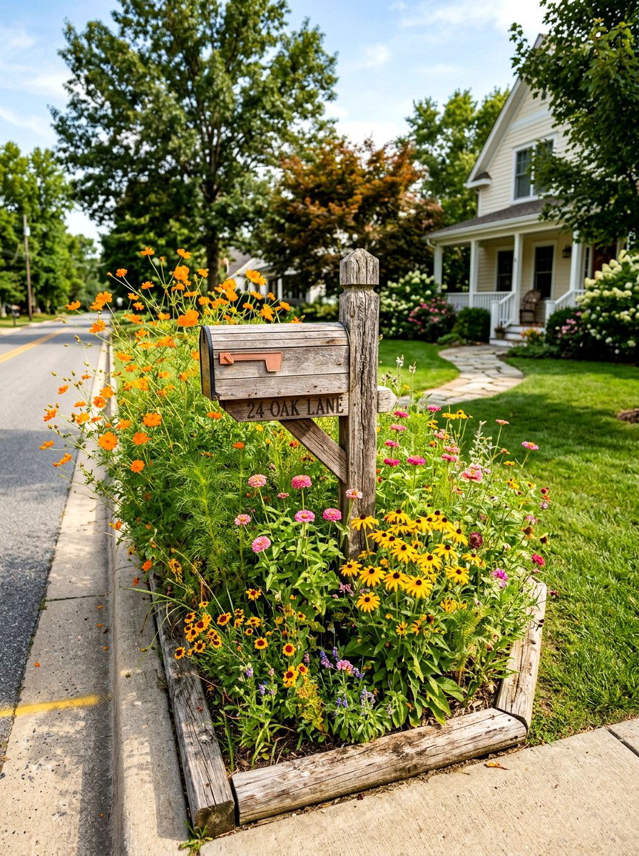 Wildflower Mailbox Garden - 30 mailbox flower bed ideas