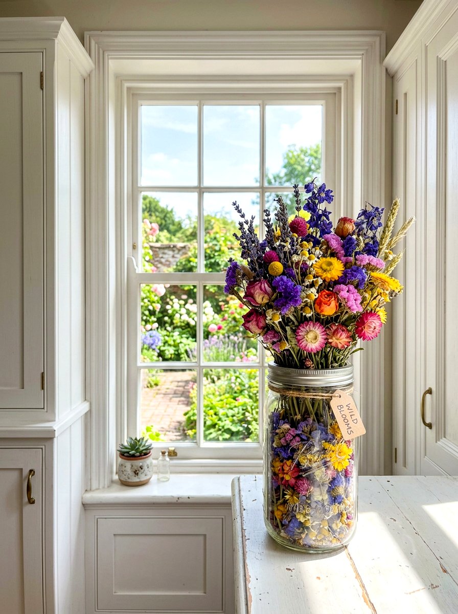 Wildflower Mason Jar - 30 dried flower decor ideas