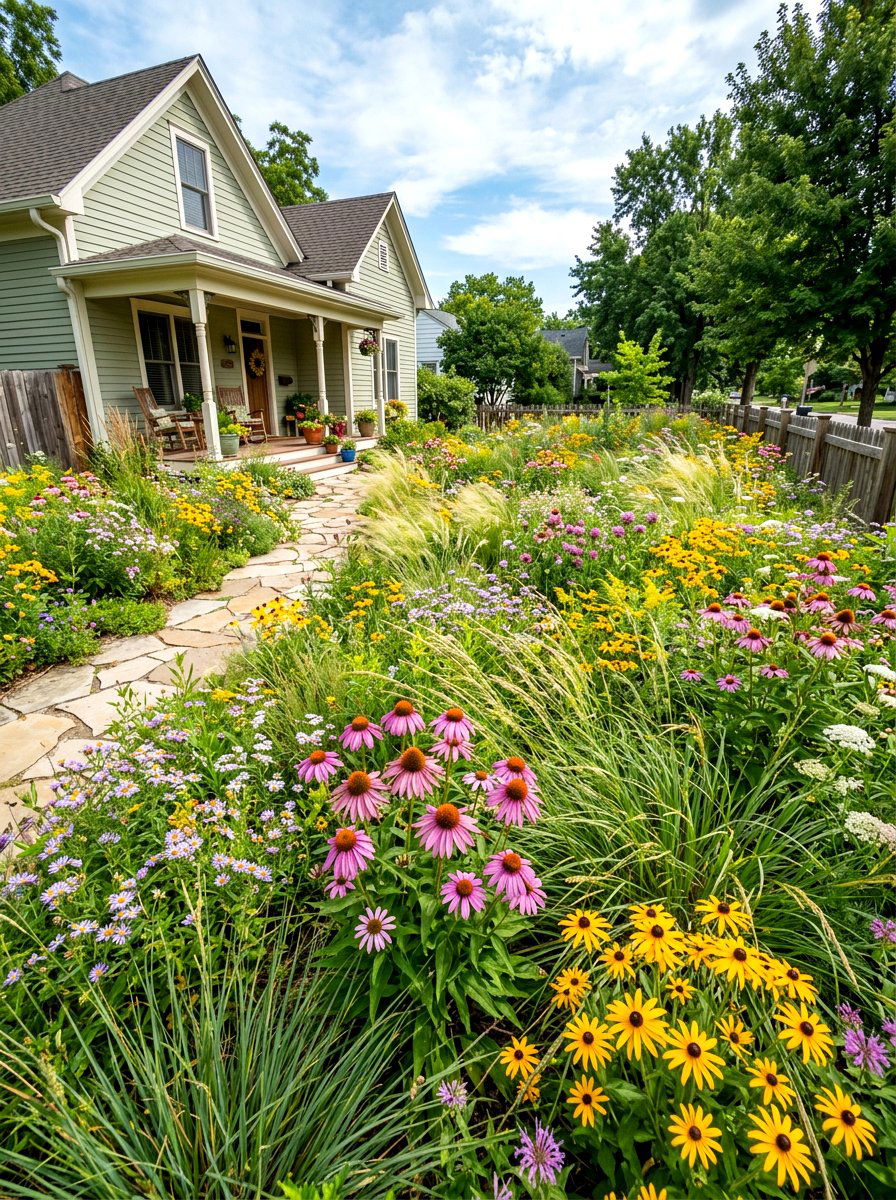 Wildflower Meadow - 30 front yard flower bed ideas