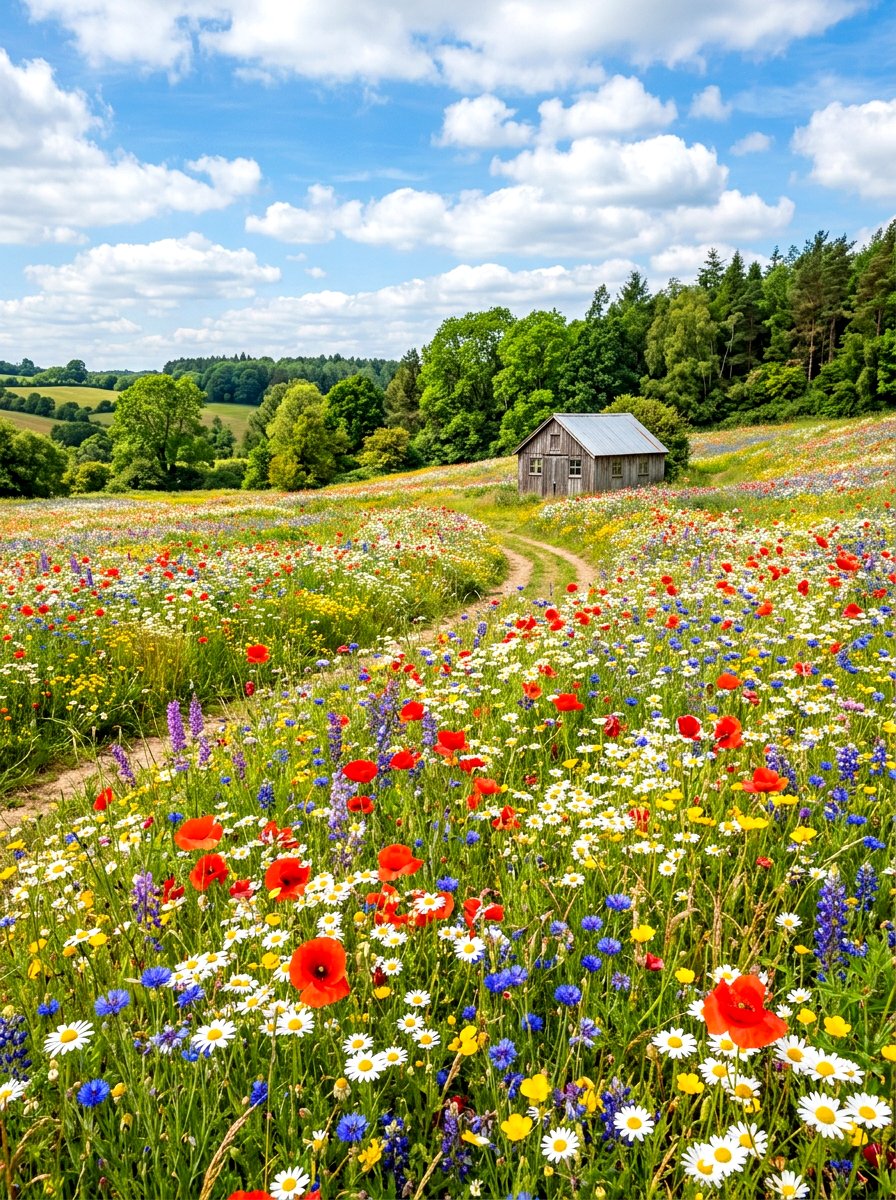 Wildflower Meadow - 30 low maintenance backyard landscaping ideas
