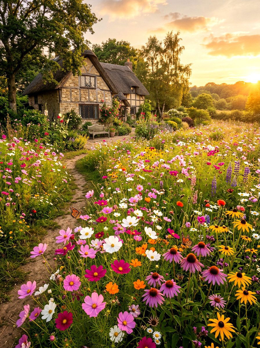 Wildflower Meadow Backyard - 30 cottage garden ideas