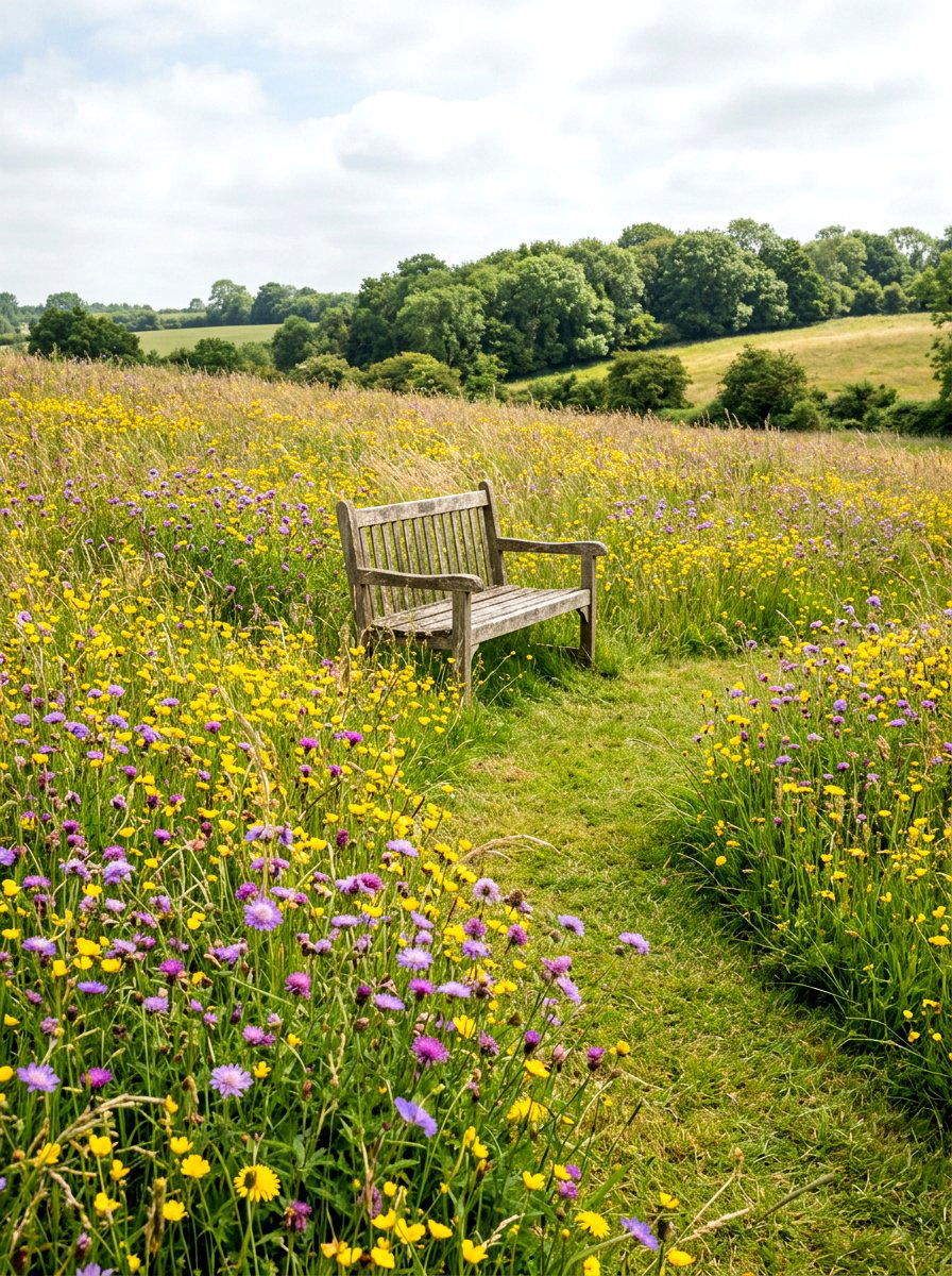 Wildflower Meadow Bench - 30 garden reading bench ideas
