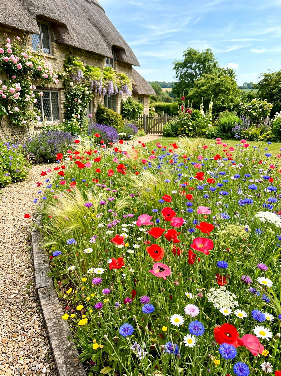 Wildflower Meadow Border - 30 cottage front border ideas