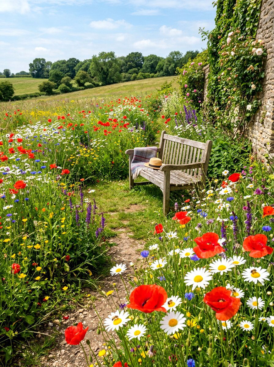 Wildflower Meadow Corner - 30 outdoor meditation corner ideas