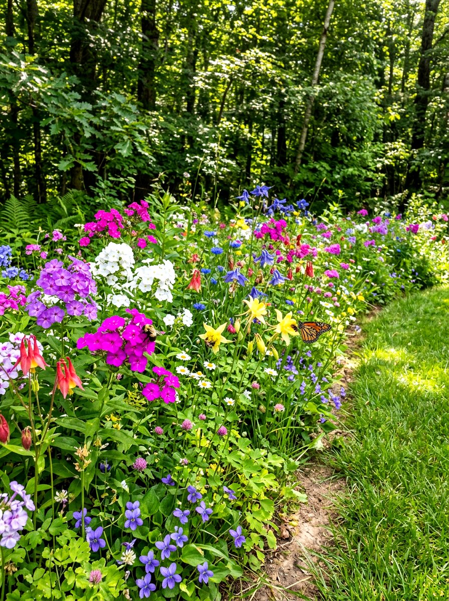 Wildflower Meadow Edge - 30 woodland backyard landscaping ideas