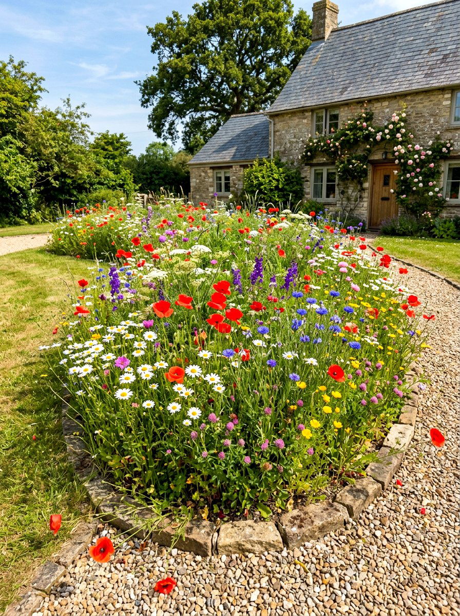 Wildflower Meadow Front Yard Island - 30 front yard island bed ideas