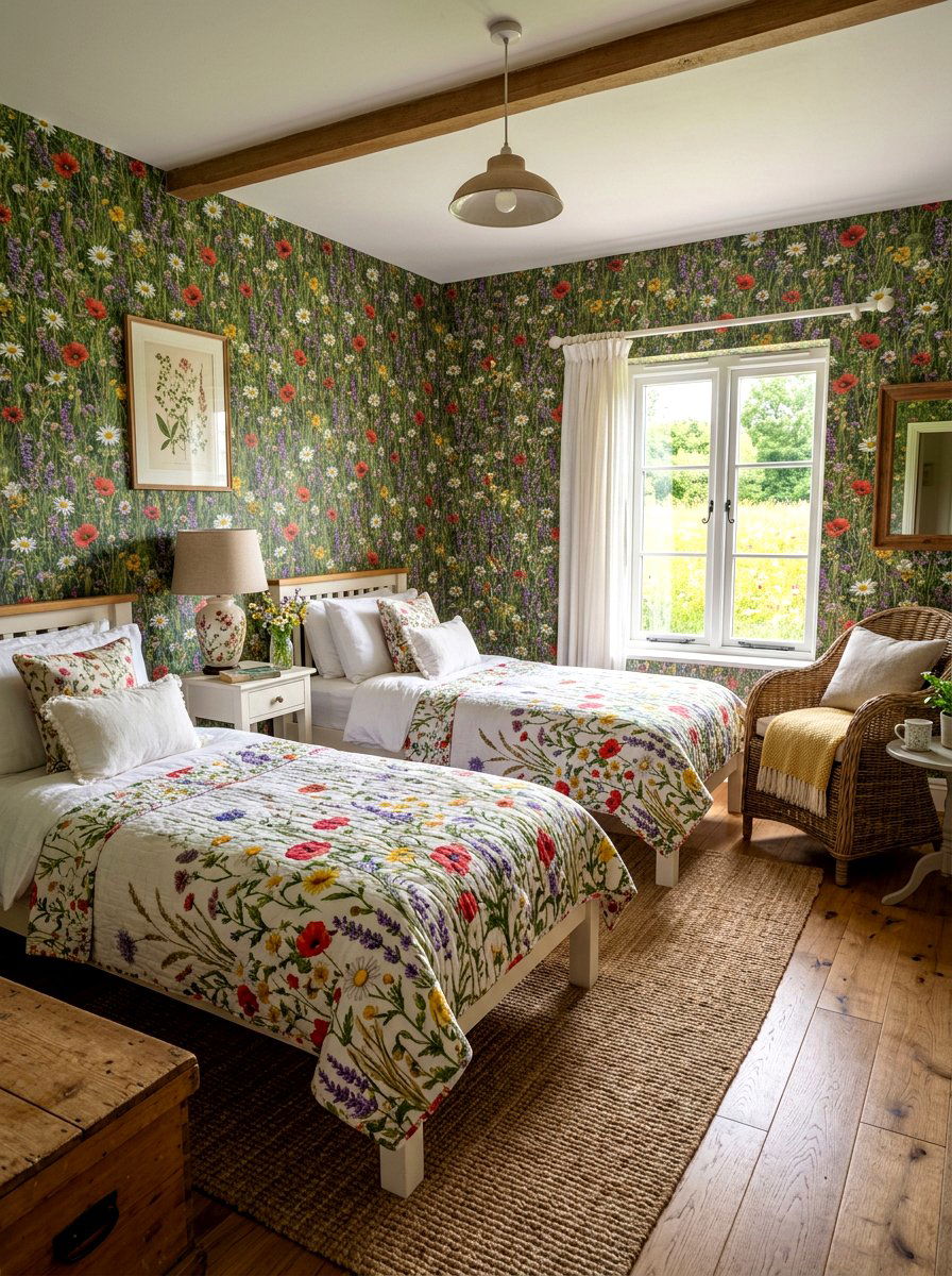 Wildflower Meadow Guest Room Wallpaper - 30 spring floral wallpaper ideas