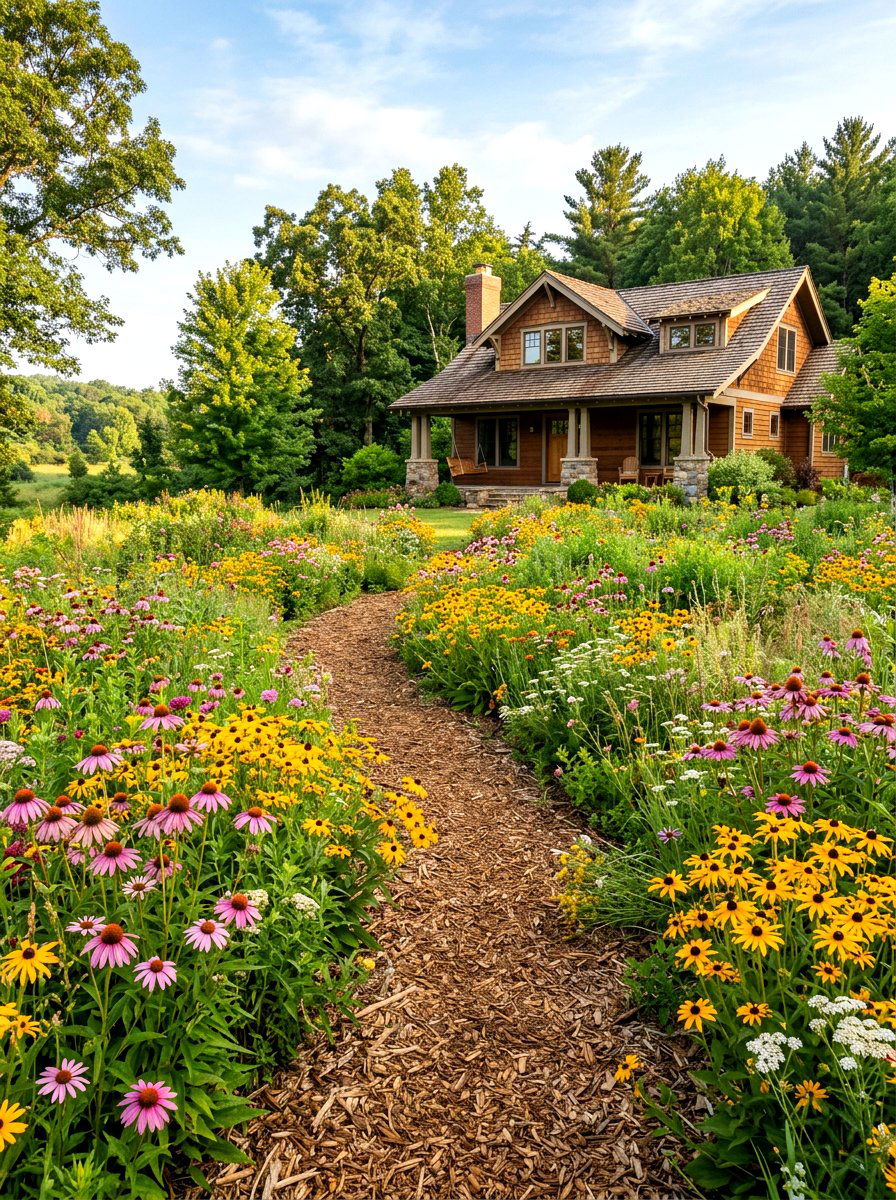 Wildflower Meadow Path - 30 prairie front yard landscaping ideas