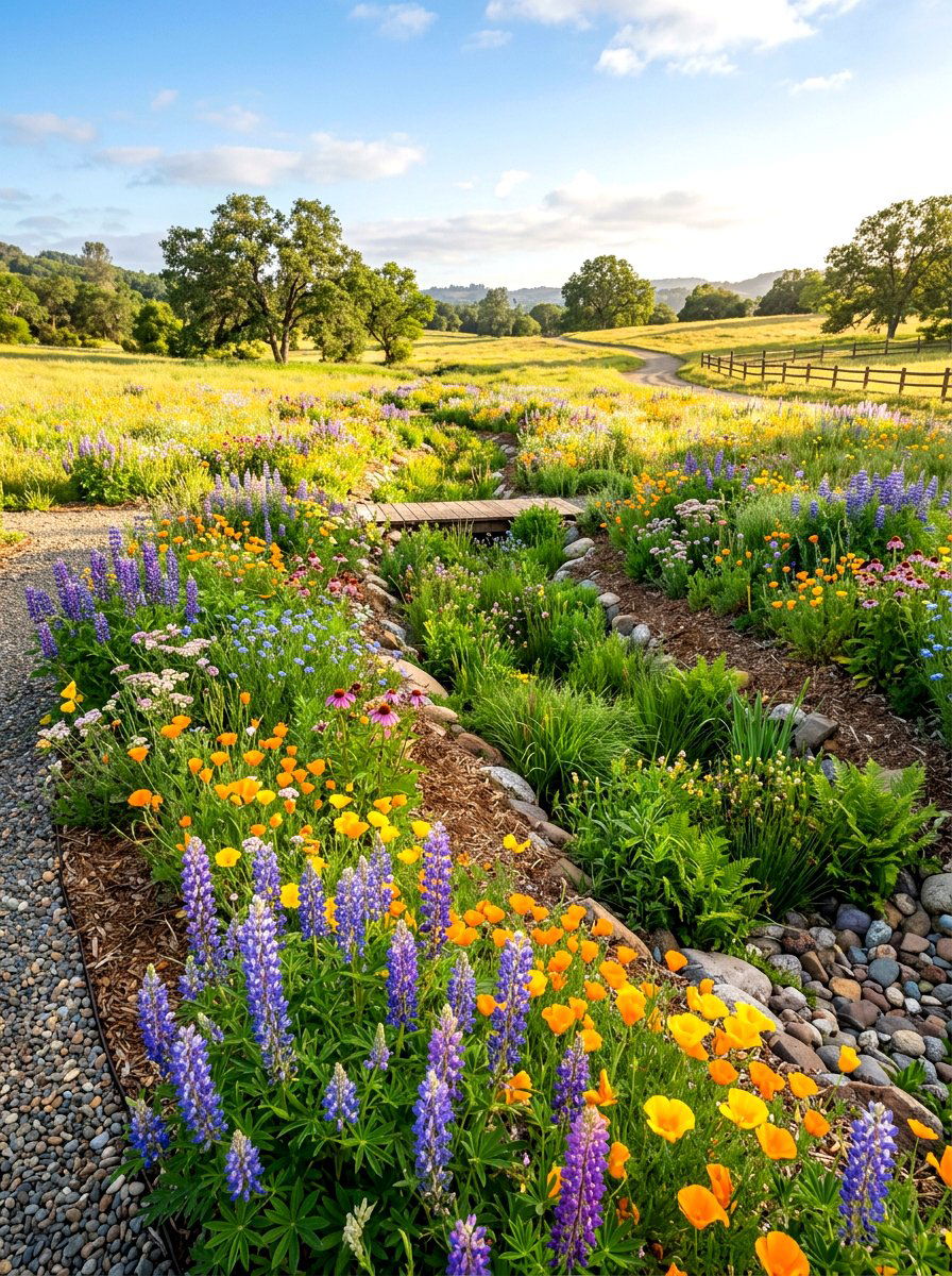 Wildflower Meadow Rain Garden - 30 rainwater garden ideas