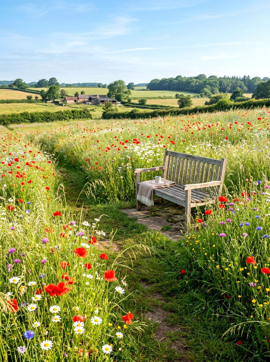 Wildflower Meadow Seating Area - 30 tea garden seating ideas