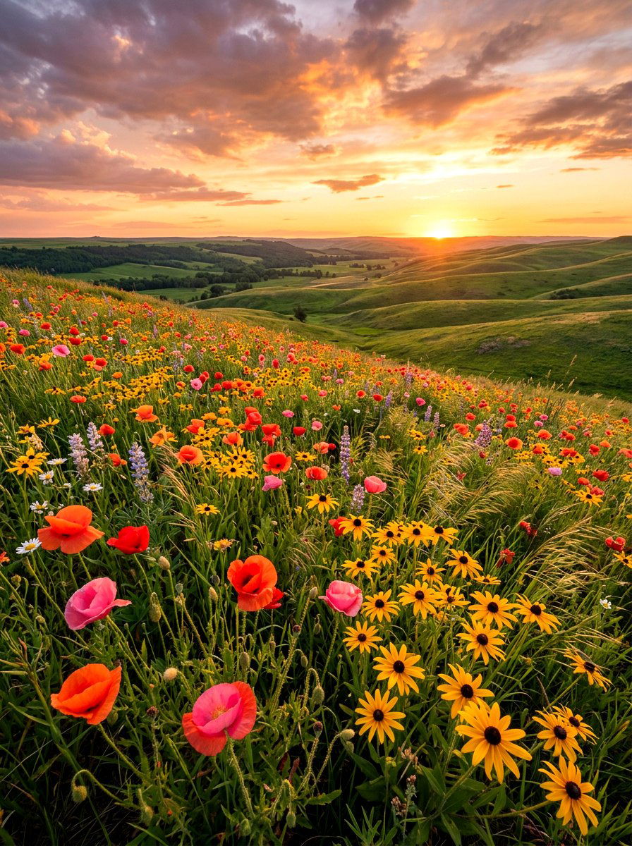 Wildflower Meadow Slope - 30 hillside landscaping ideas