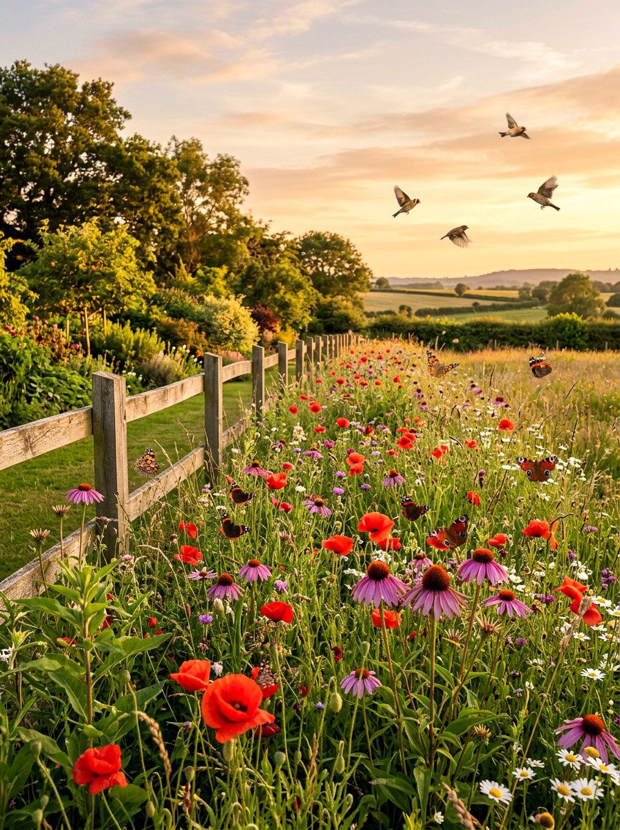 Wildflower Meadow Strip - 30 bird friendly backyard ideas