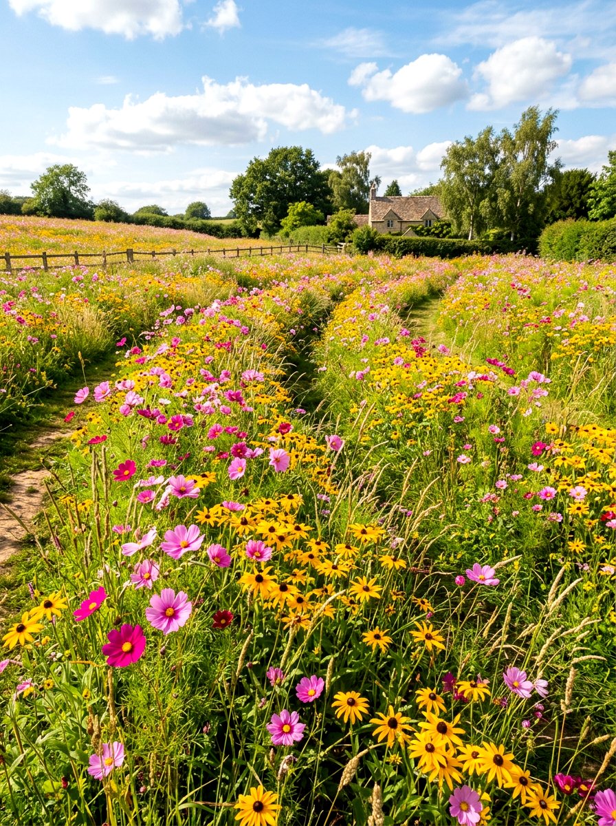Wildflower Meadow Swale - 30 swale landscaping ideas