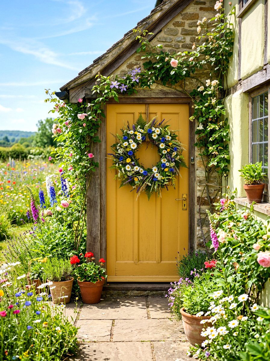 Wildflower Meadow Wreath - 30 exterior wreath styling ideas