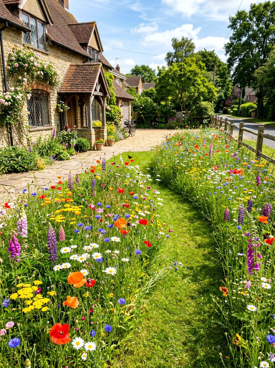 Wildflower Meadow - 30 asymmetrical front yard landscaping ideas