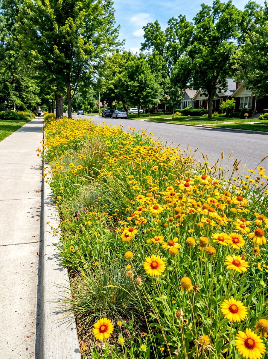 Wildflower Patch Parkway - 30 prairie front yard landscaping ideas