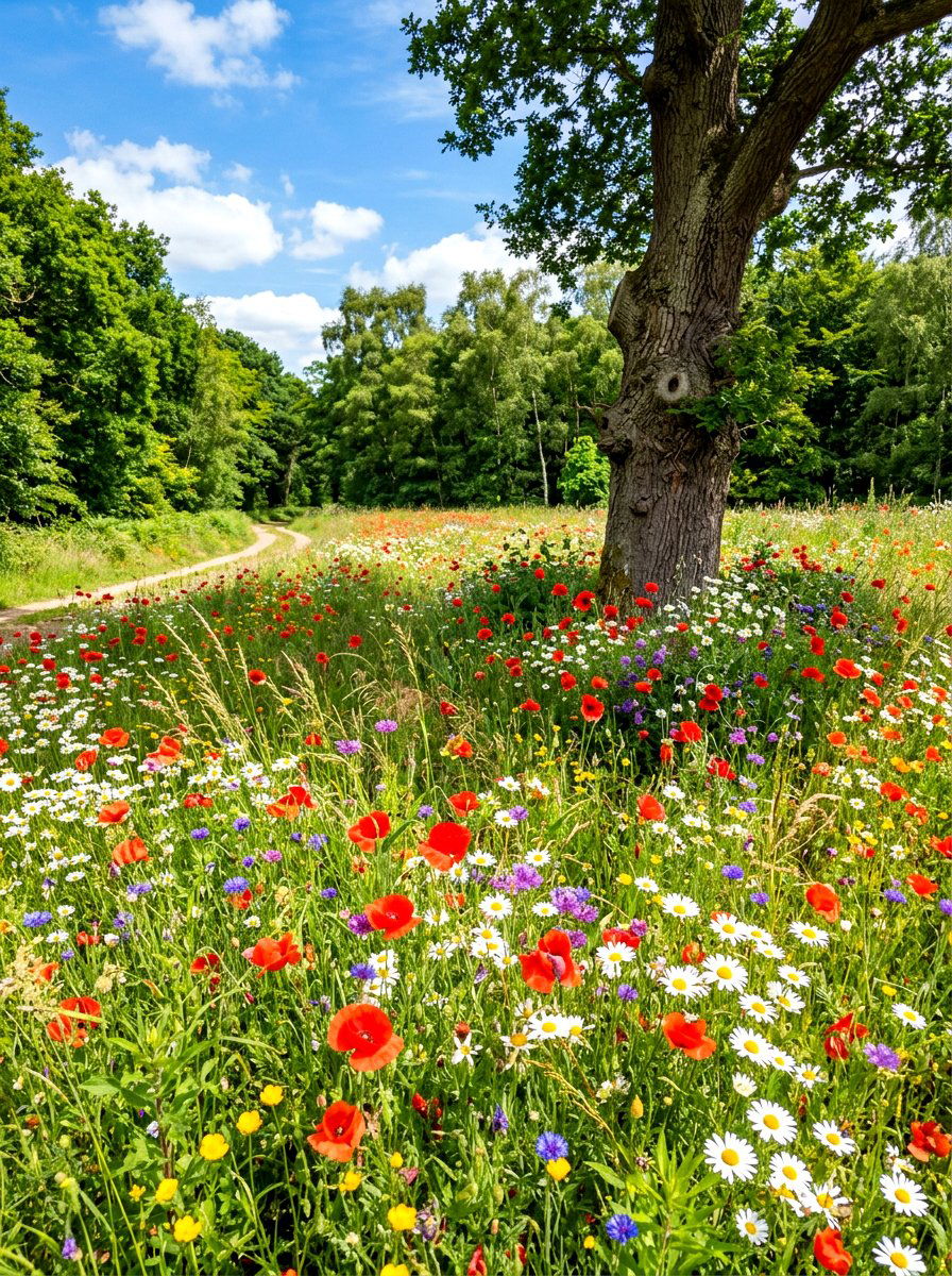 Wildflower Pollinator Border - 30 tree border landscaping ideas