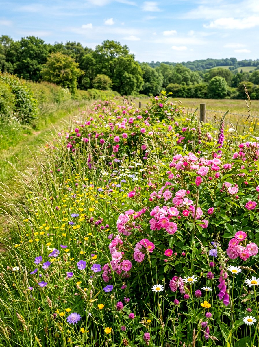 Wildflower Rose Meadow Edge - 30 cottage rose border ideas
