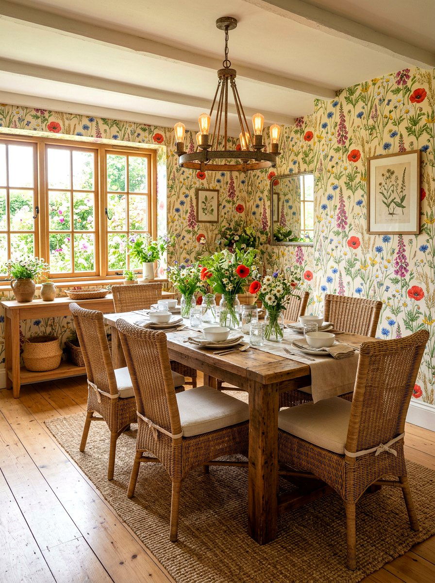 Wildflower Wallpaper - 30 floral dining wallpaper ideas