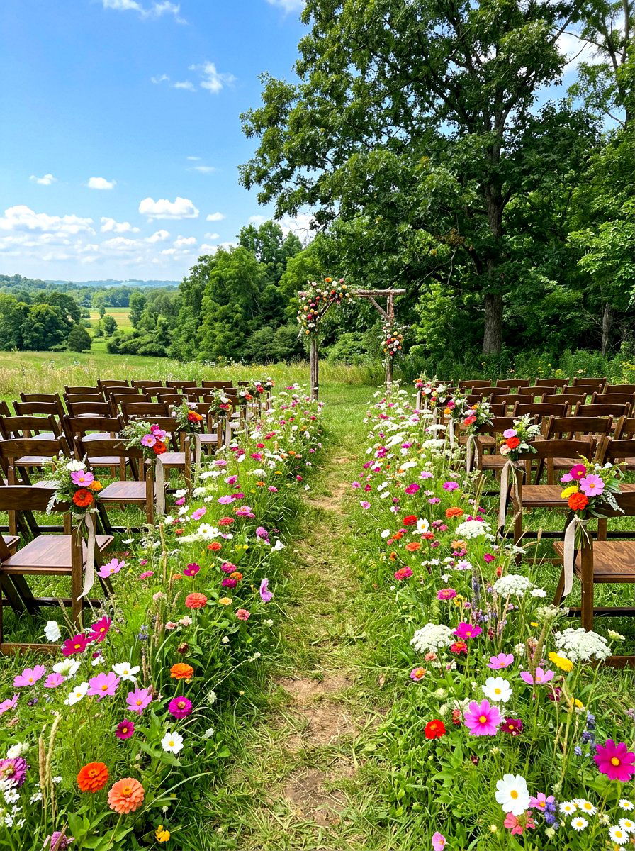 Wildflower Wedding Aisle - 30 cottage garden wedding ideas