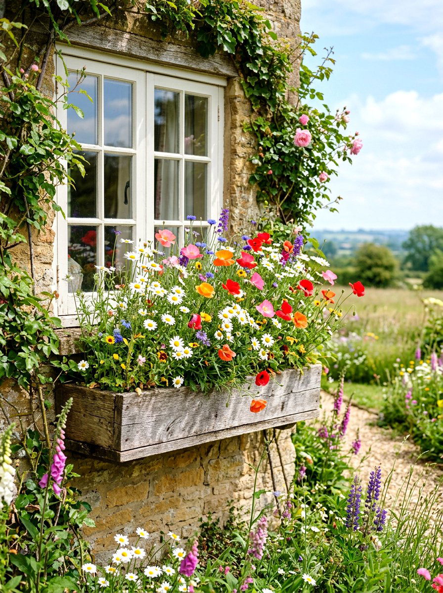 Wildflower Window Box - 30 cottage window box ideas