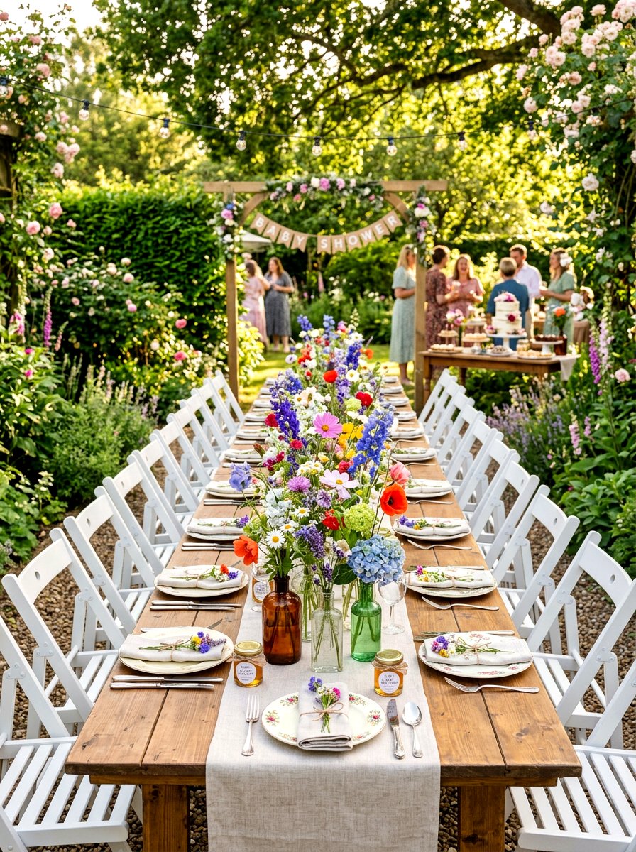 Wildflower baby shower centerpiece - 30 garden baby shower table ideas