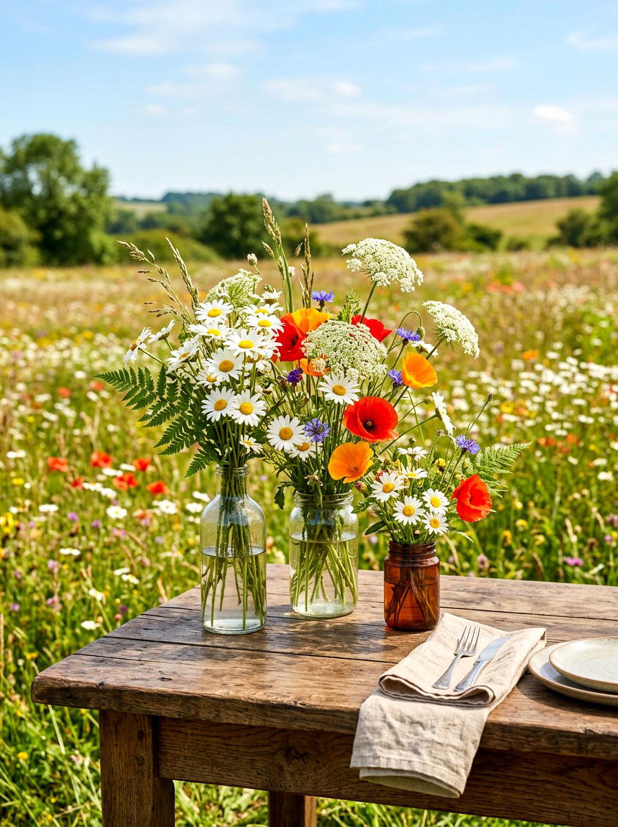 Wildflower centerpiece - 30 garden inspired tablescape ideas